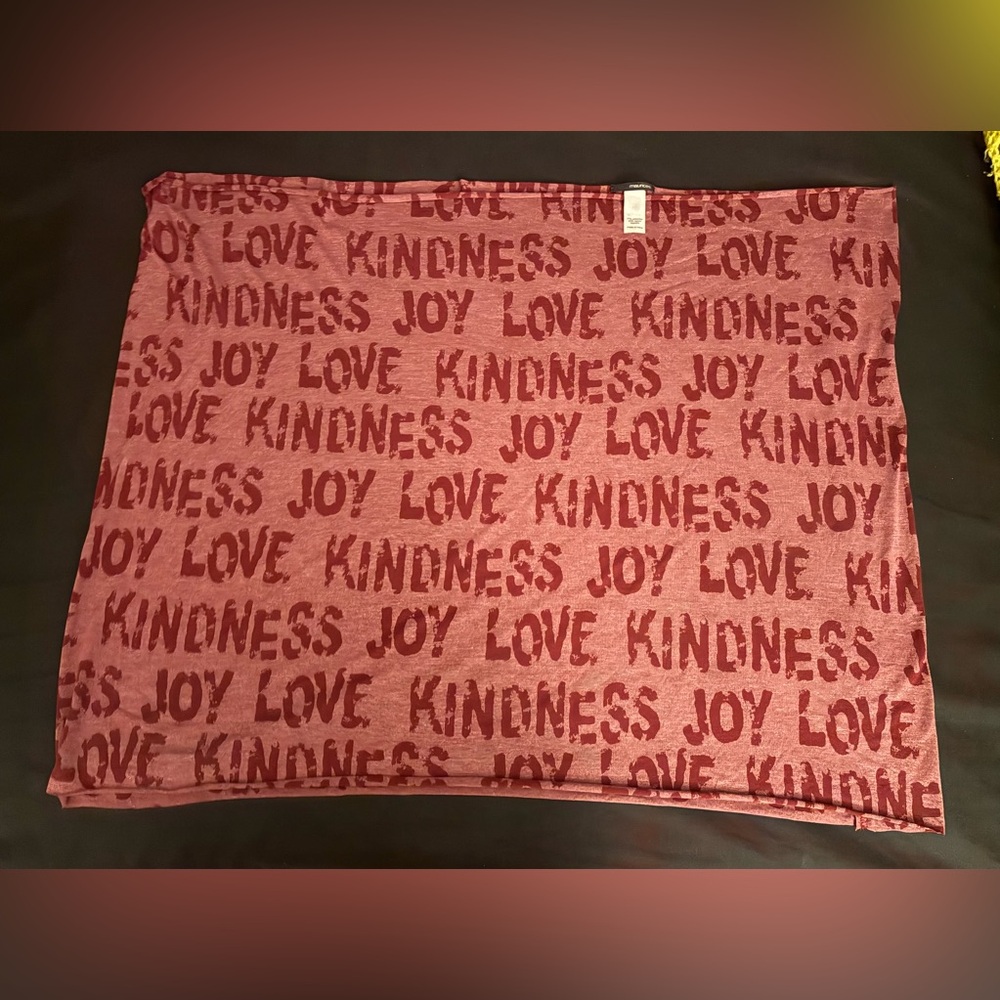 Maurices Burgundy Love Joy Kindness lightweight and soft infinity scarf EUC